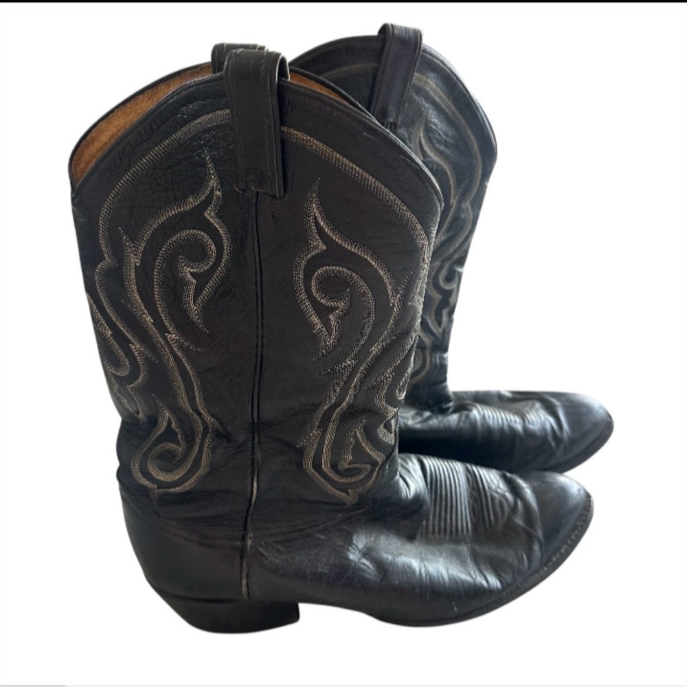 Tony‎ Lama Black cow boy men boots 12 EE